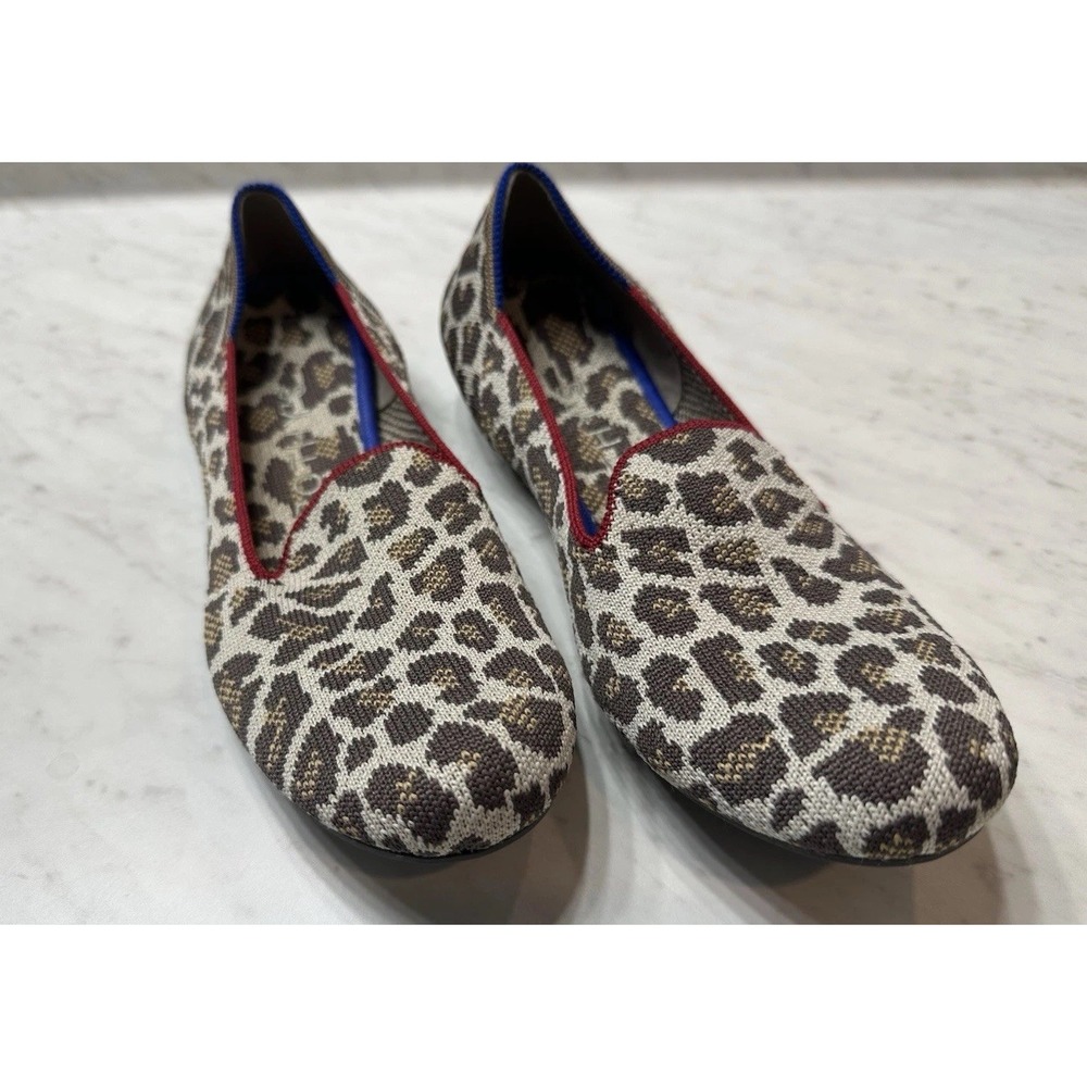 Leopard Print Slip-On Flats with Red Trim